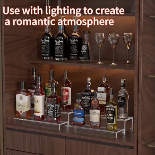 2-Tier Acrylic Liquor Bottle Display Shelf, 15-inch Countertop Bar Organizer
