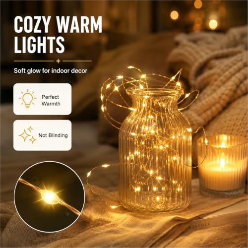 Battery Operated Fairy Lights - 6 Pack, 7ft 20LED Warm White String Lights