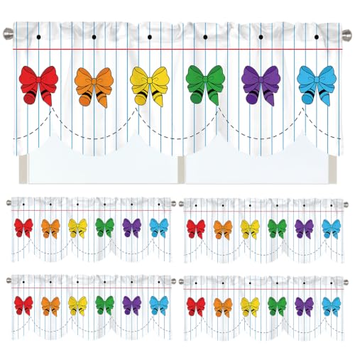 Crayon Bows Classroom Window Valances, 54x18 Inch Notebook Design Set