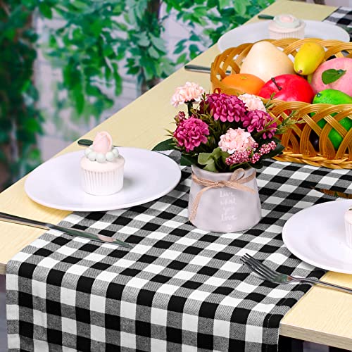 Buffalo Check Table Runner Black & White 14x108in - Farmhouse Decor