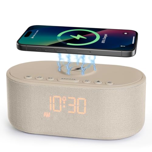 White Noise Sound Machine Alarm Clock with Wireless Charger & Bluetooth Speaker