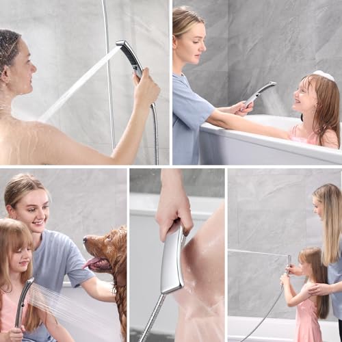 BRIGHT SHOWERS Chrome Dual Shower Head Combo with 2.5 GPM & 60-Inch Hose