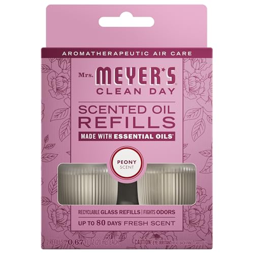 Peony Scented Oil Air Freshener Refills, 0.67oz Glass Bottles - 2 Pack