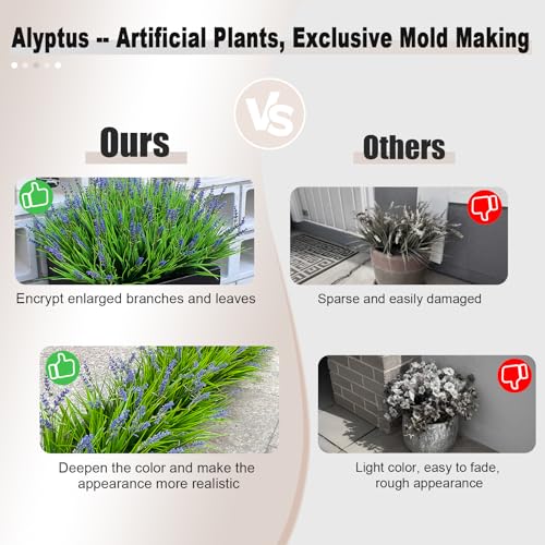 Artificial Monkey Grass with Flowers, 12-Bundle UV-Resistant Faux Plant Set