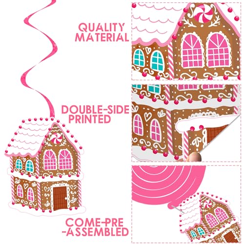 Pink Gingerbread Man Christmas Decorations - 20PCS Hanging Swirl Party Decor