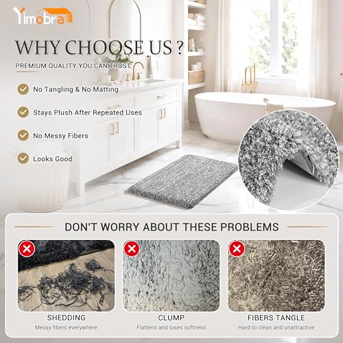 Yimobra Non-Slip Bathroom Rug, Ultra-Soft Absorbent Bath Mat 24x17
