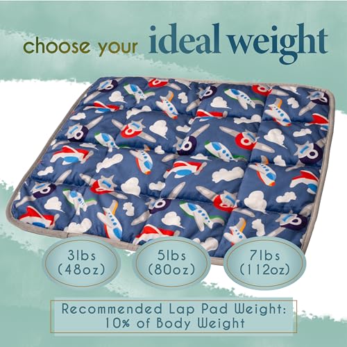 Weighted Lap Pad, 5 lb Sensory Blanket for Relaxation, 20 x 23 Inch Blue