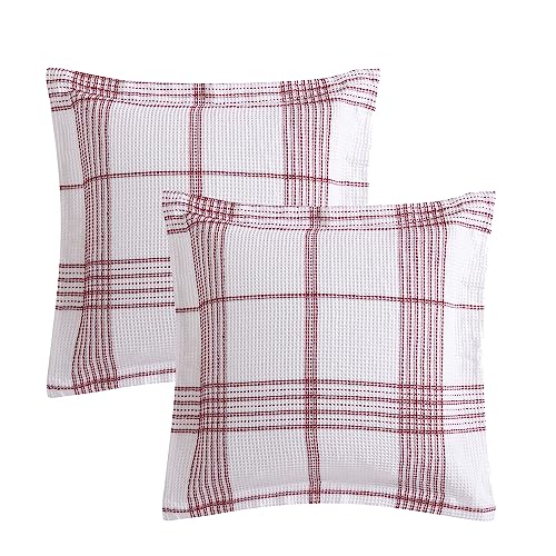 Levtex Home Peppermint Plaid Euro Sham Set of 2, 26x26in, No Insert, Cotton