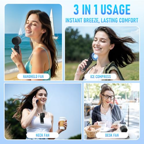 PlayHot Portable Handheld Cooling Fan, 10m/s 5-Speed USB-C Rechargeable Turbo Fan