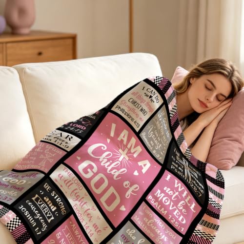Christian Gifts for Women Pink 80x60 Blanket - I Am a Child of God
