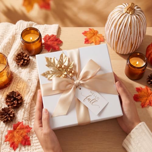 3-Piece Resin Pumpkin Decor Set, White and Gold Fall Table Centerpiece