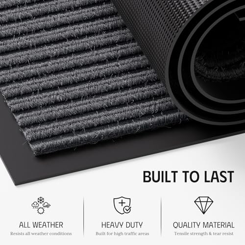 3' x 5' Heavy Duty Front Door Mat, Non-Slip Indoor Outdoor Entrance Rug