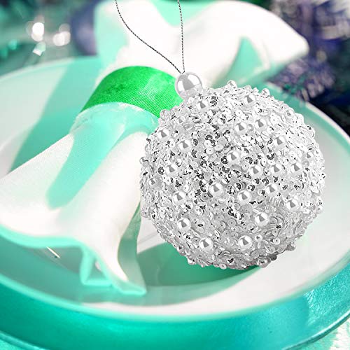 4.25-Inch Shatterproof White Christmas Ball Ornaments - 4-Piece Set