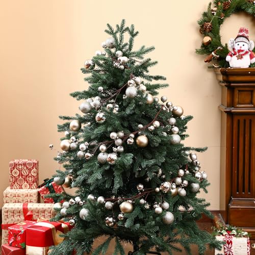 Champagne Gold Christmas Ball Garland, 6 ft Holiday Ornament Garland (2 Pack)
