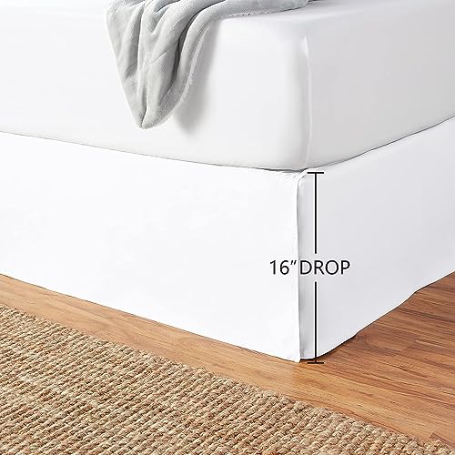 Queen Pleated Bed Skirt - 16-Inch Drop Wrinkle Resistant Dust Ruffle