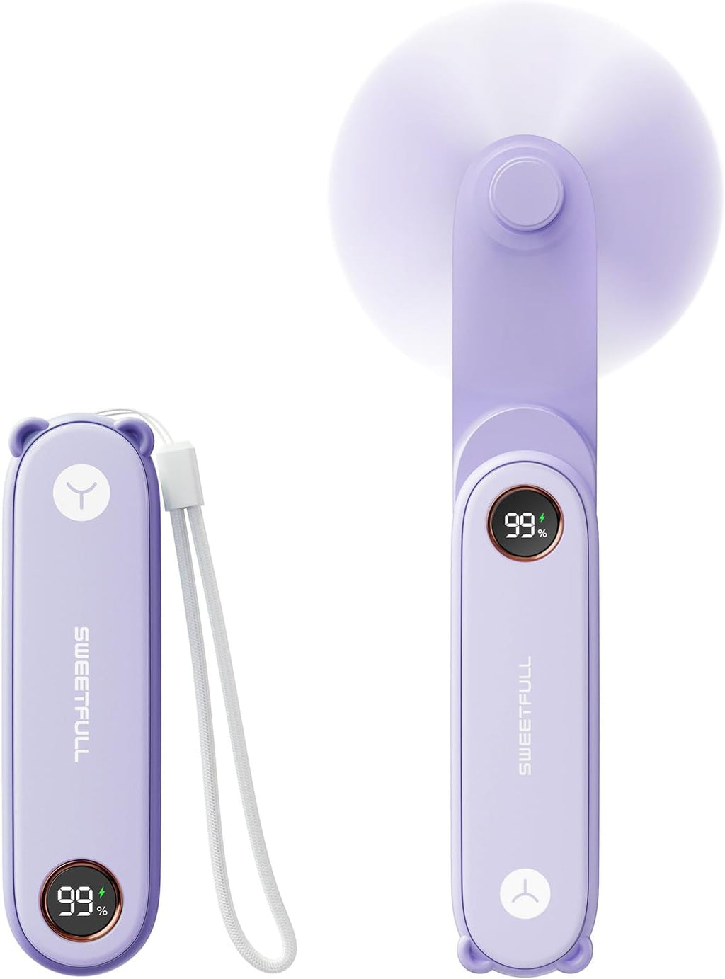 Sweetfull Portable Handheld Mini Fan - 3-in-1 USB Rechargeable Fan & Flashlight for Travel | Cute & Compact Design