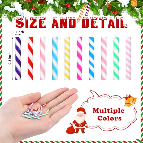 60pcs Christmas Candy Cane Ornaments Mini Plastic Decorations for Tree & Crafts