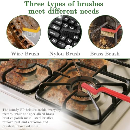 15-Piece Crevice & Grout Cleaning Brush Set, Hard Bristle Scrub Tools