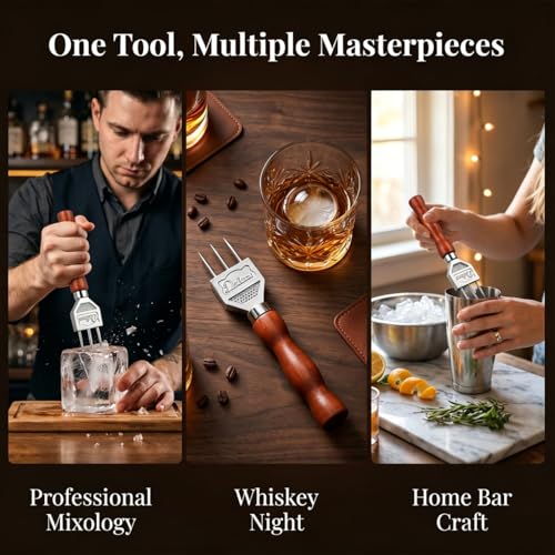 Stainless Steel Ice Pick with Wooden Handle - Bar & Kitchen Ice Breaker Tool