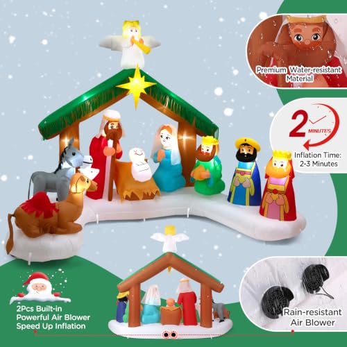 12FT Nativity Scene Inflatable with LED Lights - Large Outdoor Christmas Yard Decor (12ft Nativity Scene) by Wondiair