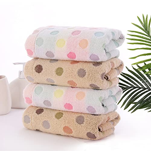 Soft Cotton Hand Towels - 2-Piece Set, Absorbent Polka Dot Bathroom Towels