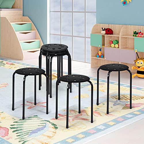 6-Pack Kids Stackable Stools, 17.5-Inch Round Metal & Plastic Stool Set