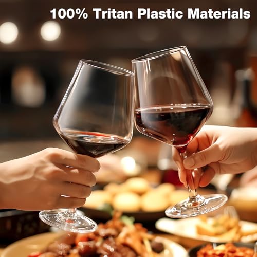 Unbreakable Plastic Wine Glasses 16 oz - Set of 6 BPA-Free Stemware