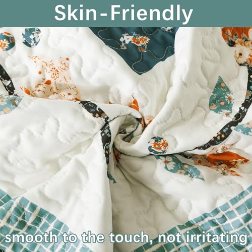 Bedifany California King Quilt Set, Floral Garden 108x118 in - 1 Quilt + 2 Pillowcases