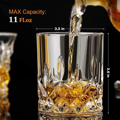 Heavy Base Whiskey Glasses Set of 8, 11 oz Old Fashioned Rocks Glasses