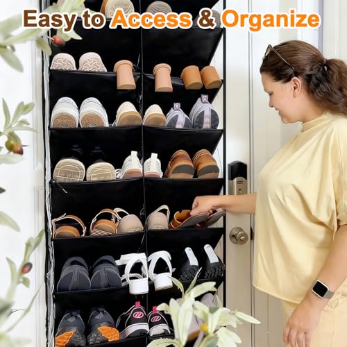 UVIAHOMI Over the Door Shoe Organizer 10-Tier Hanging Shoe Storage Clear Pockets