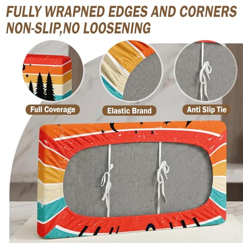6-Piece RV Dinette Cushion Covers Set - Retro Sunset Design