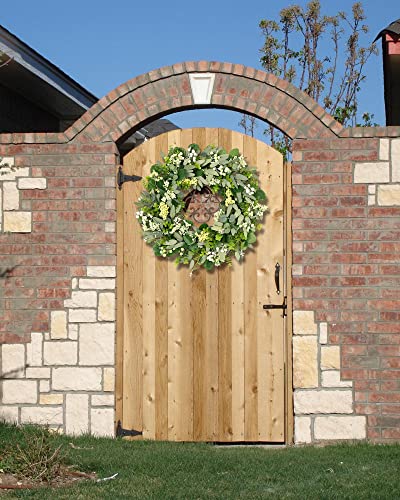 24-Inch Artificial Eucalyptus Wreath with Berries for Front Door Decor