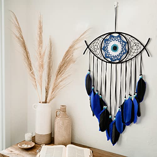 Handmade Evil Eye Dream Catcher Wall Hanging Decor for Bedroom