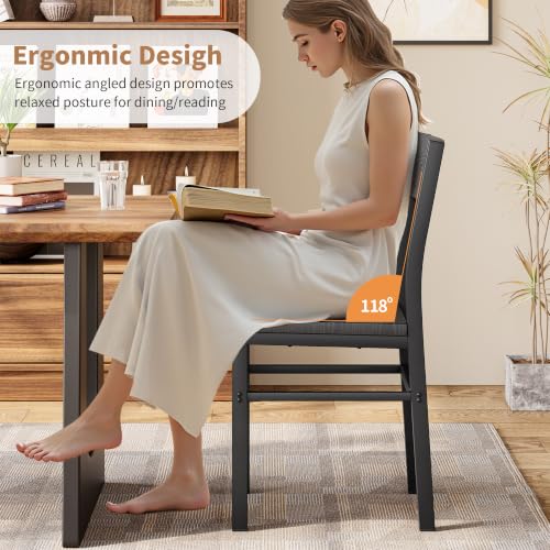 MECHYIN Black Dining Chairs Set of 4 - Farmhouse Kitchen Room Chairs, Sturdy & Ergonomic