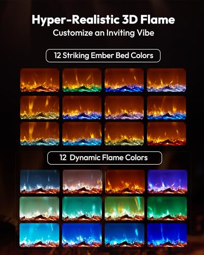 60 Inch Electric Fireplace Recessed Wall Mounted Heater with Remote