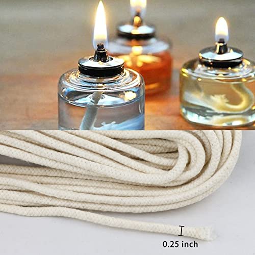 1/4 Inch Round Cotton Oil Lamp Wicks - 50 Ft Roll for Lanterns & Oil Lamps
