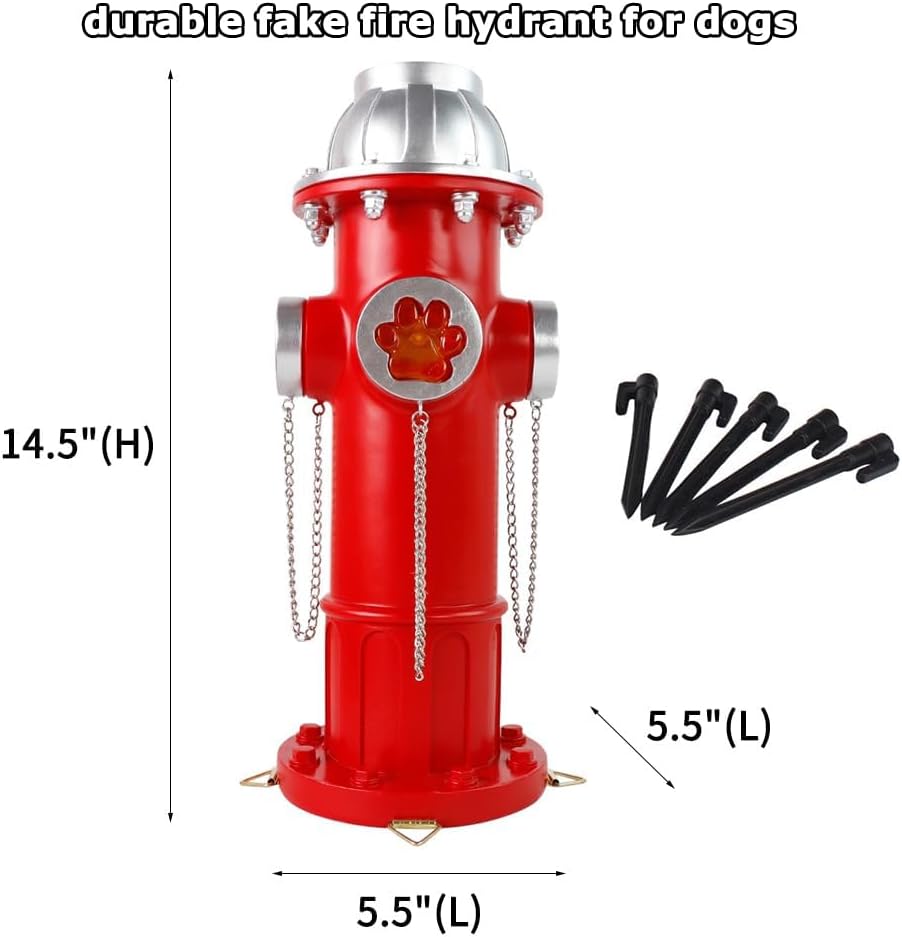 Skiennix Fake Fire Hydrant Statue - Solar Light Garden Decoration with Glowing Paw Prints | 14.5" Tall