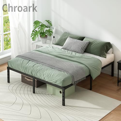 Chroark Metal Platform Bed Frame Queen Size, 14 Inch Heavy Duty Steel