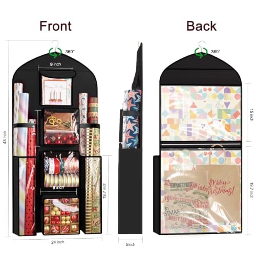 Hanging Wrapping Paper Organizer Over Door Gift Wrap Storage Bag