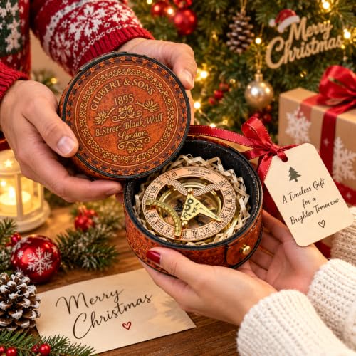 Trust in The Lord Compass with Leather Box - Proverbs 3:5-6 Religious Gift