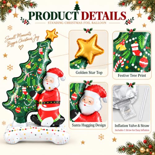 CGIYYAR 2 Pack Christmas Santa Balloons 3.5FT Self-Standing Holiday Decor