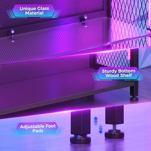 5-Tier RGB LED Display Cabinet with Glass Shelves & Metal Mesh