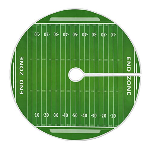American Football Field Christmas Tree Skirt - 35.4 Inch Soft Polyester