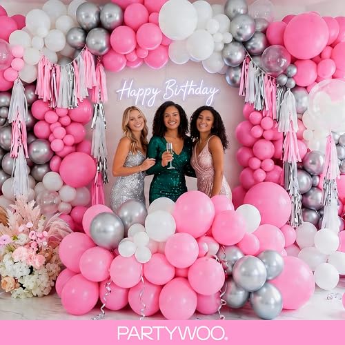 PartyWoo Matte Pink Balloon Garland Kit 127 Pcs Assorted Sizes
