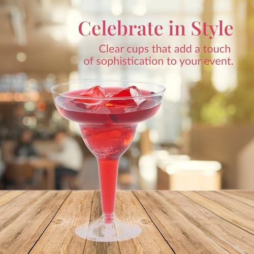 Prestee 50 Count Large Clear Plastic Margarita Glasses 12oz Disposable Party Cups