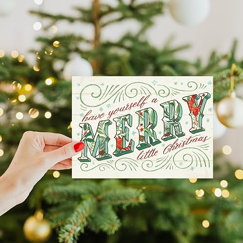 Christmas & New Year Greeting Card with Matching Envelope - 5x7 Holiday Design - Made in USA
