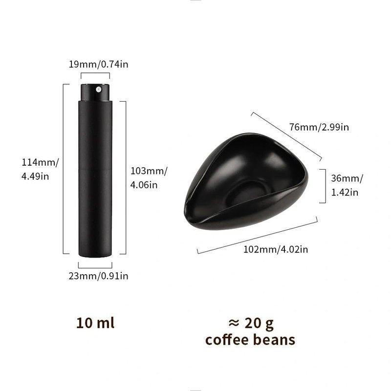 watchget Coffee Bean Dosing Cup & RDT Spray Bottle Kit for Espresso Bar, Static Reduction Ceramic Single Dose Tray for Brewing/Tea, Barista Accessories Set, Black