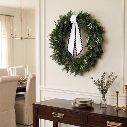 Cotton Wreath Sash Tie for Front Door Holiday Decor, 5.1 x 54 Inches