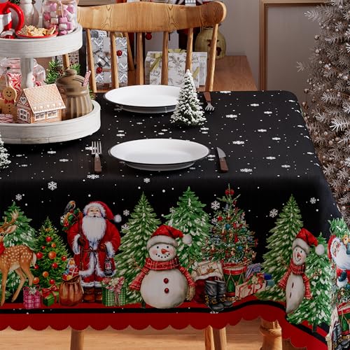 Siilues 60 x 120 Inch Christmas Tablecloth - Rectangular Premium Polyester