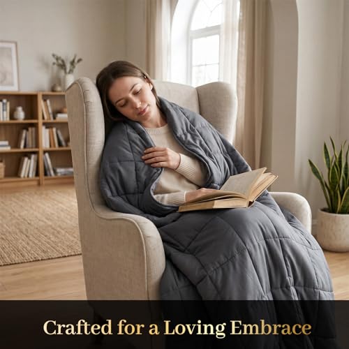 15lb Weighted Blanket for Adults - Breathable Cotton with Glass Beads